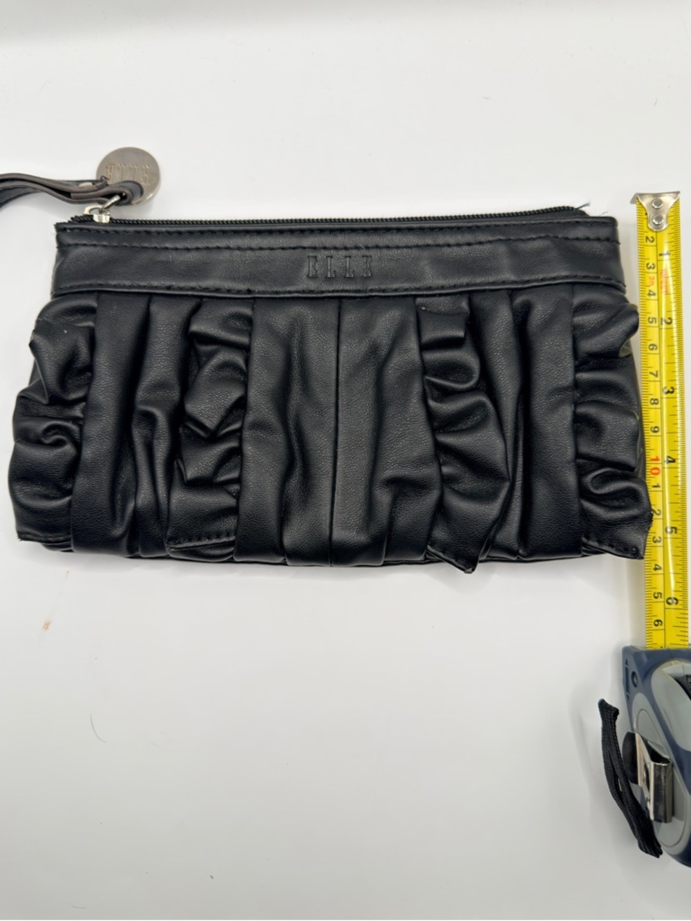 Elle Black Ruffle Zip Wristlet Clutch - Picture 5 of 8